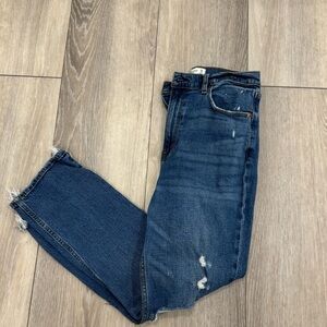Abercrombie and fitch dark wash distressed ultra high straight jeans size 8